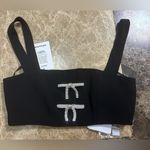 Self Portrait SELF-PORTRAIT Crystal bow-embellished crepe crop top size UK 6/ US 2 Photo 1