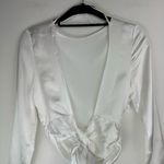 ZARA NWT  Open Back Satin Effect Top Sz Small White Tie in Back Photo 13