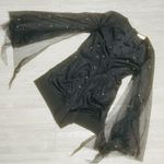 L'ATISTE  shorts romper black with tulle flowing sleeves with pearl style beads M Photo 8