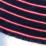 Garage  Baby Tee Red White Navy Blue Stripe Ribbed 90s Inspired Lettuce Hem Small Photo 3