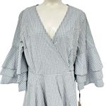 Calvin Klein $118 Light Blue White Gingham Check True Midi Wrap Dress Size 4 NEW Photo 12