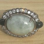Sterling Silver Celadon Jade & Black Onyx CZ Filigree Ring Photo 13