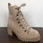 Jeffrey Campbell NEW O What Faux Fur Trim Lace-Up Leather Boot Taupe US 8.5M Photo 1
