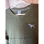 PINK - Victoria's Secret  Women's Olive Green Sweatshirt Size Medium Long Sleeve Photo 1