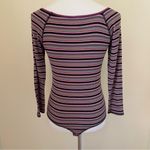 Free People  Ribbed Knit Long Sleeve Put A Stripe On It Thong Bodysuit Photo 6