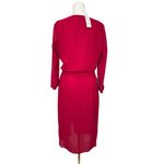 Bebe NWT  Womens Raspberry Pink Chiffon Faux Wrap Midi Dress 3/4 Sleeve Size 4 Photo 5