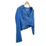 Jason Wu $325  Blazer Cropped Shoulder Pads Linen Cobalt Blue Braided M Jacket Photo 4