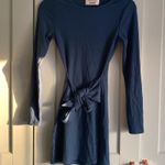 Reformation  Kirsten long sleeve ribbed dress tie waist ocean teal xs Photo 1