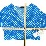 ZARA  Trafaluc Blue White Polka Dot Crop Top Long Sleeve Blouse size L NEW Tags Photo 9
