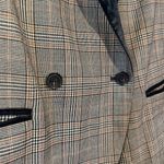 Free People Plaid Velvet Trim Blazer Oversized Tan Green XS Photo 6