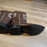 Mexicana Women Brown Leather Western Cowboy Boots White Stitching Pointed Toe 39 Size 8 Photo 13