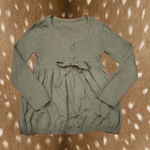 Green Long Sleeve Babydoll Knit Top Photo 0