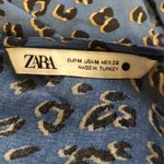 ZARA Blue Leopard Tiered Smock Swing Dress Sz M Photo 6