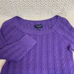 American Eagle Outfitters Y2K Style Purple Cable Knit 3/4 Sleeve Skinny Sweater Photo 7