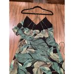 Luxxel  GREEN and black leaf TROPICAL slip WRAP DRESS size L Photo 4