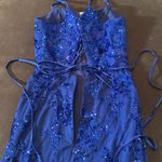 Women’s Blue Sparkly Mermaid Fit Prom Party Dress CrissCross Straps Size 2 Photo 11
