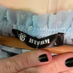 Btfbm NWT Women Casual light blue Dress V Neck Tie Neck Long Sleeve Dot Ruffle Photo 4