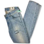 Siwy Hannah Skinny Light Wash Embroidered Quote Distressed Jeans 7 Day Weekend Size 27 Photo 2