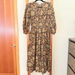 Mille Autumn Harvest Floral Midi Dress XS Brown Photo 1