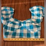 Princess Polly  BRAESIDE TOP gingham plaid BLUE crop shirt puff sleeve Colton top Photo 7