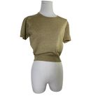 Leslie Fay Vintage Gold Metallic Knit Petite Top Made in Hong Kong 80s Photo 6