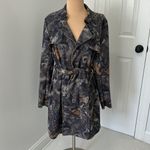 Solitaire Anthropologie  Faux Suede Belted Paisley Trench Coat Photo 1