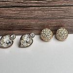 Swavorski Lot Of 2 Swarovski Crystal Clear Gold Tone Stud Pierced Earrings (Swan Marked) Photo 0