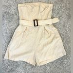 Monteau ‎ Cream Linen Blend strapless romper women’s size medium new with tags! Photo 0