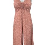 Japna  Brown Floral Ruched Sleeveless Cami Camisole  Wide Leg Jumpsuit Romper S Photo 0
