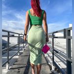 Bailey44  Green Ruched Midi Skirt Photo 8