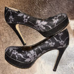 Reba  Black and Gray Floral Heels Photo 0