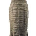 Vintage Y2k Floral Lace Tiered Formal Gown Square Neck Pleated Beige 6/8 Tan Photo 0