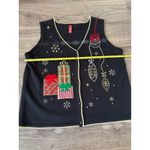 Womens Black Ugly Christmas Sweater Vest Holiday Gifts Ornaments Size 2XL Photo 2