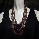 Boho Coconut Shell Brown Multilayer Necklace Brown Photo 1