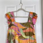 KOURT Seasonal Tropical Bird Of Paradise Print Mini Dress Size XS Linen Summer Green Photo 7