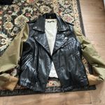 William Rast LEATHER MOTORCYCLE military green JACKET SIZE M Photo 2
