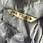 ZARA  Light Blue Button Up Shirt Tapered Bottom Womens Size Small Photo 5