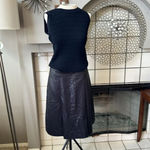 Tory Burch  size 6 black shimmer skirt midi pleated flattering Photo 8