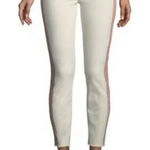 Mother the looker ankle fray white with pink stripe jeans 26 Photo 0