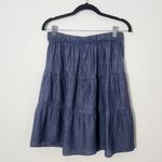 Old Navy  Chambray Denim Blue Tiered Skirt Size Small Chambray Skirt Photo 4