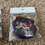 Lot Bundle Pair Floral Flower Embroidered Coin Purse Pouch NEW Stocking Stuffers Photo 3