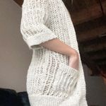 Free People marble tan crochet knit open cardigan quarter sleeve sweater Photo 0