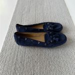 Talbots Navy Blue Suede Leather Tassel Flat Loafers Size 8 Photo 2