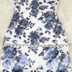 Eliza J Blue Floral Print One Shoulder Sheath Dress Metallic Ruffle Size 6 New Photo 12