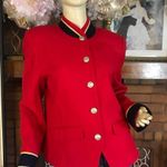 VINTAGE NORTON MCNAUGHTON RED, GOLD & BLUE MILITARY THEME WOOL BLAZER (10) Red Photo 0