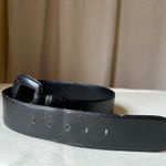 Vintage Charter Club Wide Black Leather Belt Curved Buckle 2" Medium Photo 6