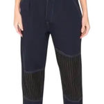 Free People Sandrine Rose x Pants Size 27 NWT French Worker Blue/Black Pinstripe Photo 0