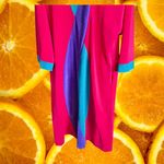 Vanity Fair Petites Robe Lounge Dress Color Block 3/4 Sleeve L Photo 4