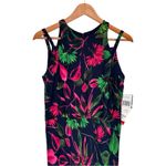 Taylor Navy Floral Shoulder Cutout Maxi Dress size 8 Crew Neck NWT Pink Green Blue Photo 1