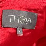 Theia red ruffle woman size 6 long formal dress silk body wedding prom dressy Photo 7